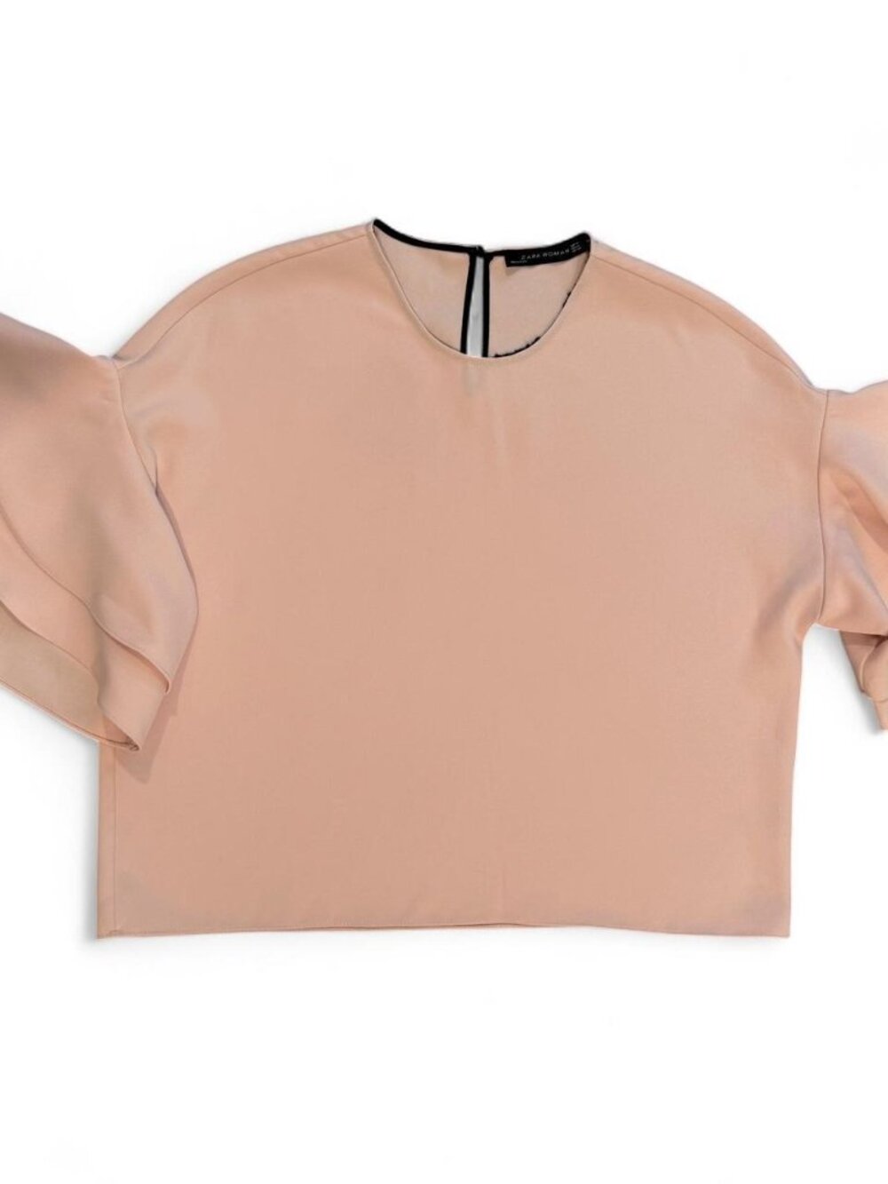 Zara pink crop top with ruffled sleeves